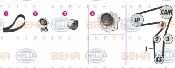 BEHR HELLA SERVICE 8MP 376 802-801 Комплект ремня ГРМ 