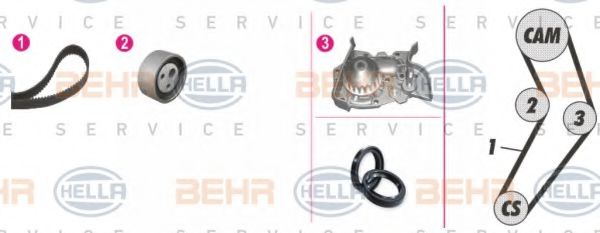 BEHR HELLA SERVICE 8MP 376 805-841 Комплект ремня ГРМ для RENAULT MEGANE SCENIC (Рено Меган сценик) BEHR HELLA SERVICE 8MP 376 805-841 Комплект ремня ГРМ для RENAULT MEGANE SCENIC (Рено Меган сценик)