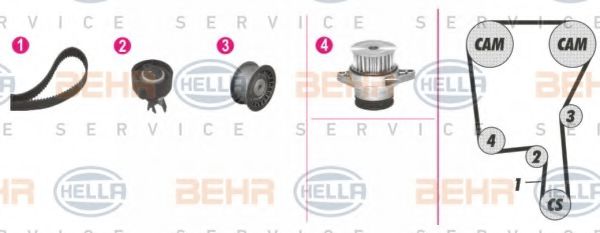 BEHR HELLA SERVICE 8MP 376 813-891 Комплект ремня ГРМ для VOLKSWAGEN POLO (Фольксваген Поло) BEHR HELLA SERVICE 8MP 376 813-891 Комплект ремня ГРМ для VOLKSWAGEN POLO (Фольксваген Поло)