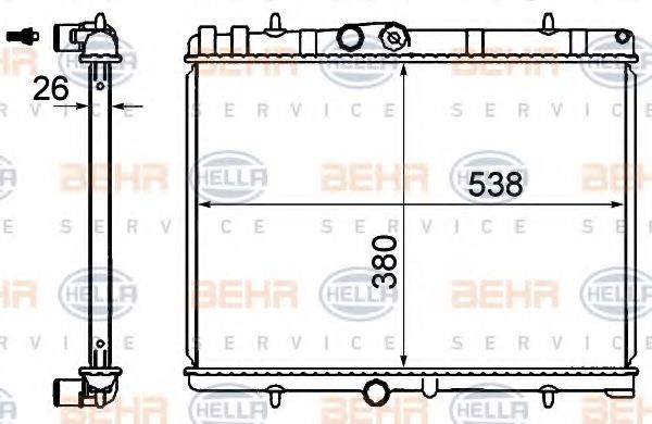BEHR HELLA SERVICE 8MK 376 900-314 Радиатор, охлаждение двигателя для CITROËN C3 PICASSO (CитроËн С3 пикассо) BEHR HELLA SERVICE 8MK 376 900-314 Радиатор, охлаждение двигателя для CITROËN C3 PICASSO (CитроËн С3 пикассо)