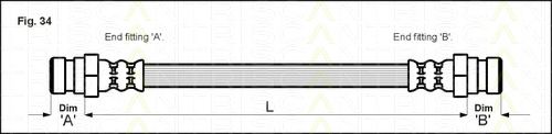 TRISCAN 8150 43207 Тормозной шланг для HYUNDAI GRACE (Хендай Граcэ) TRISCAN 8150 43207 Тормозной шланг для HYUNDAI GRACE (Хендай Граcэ)