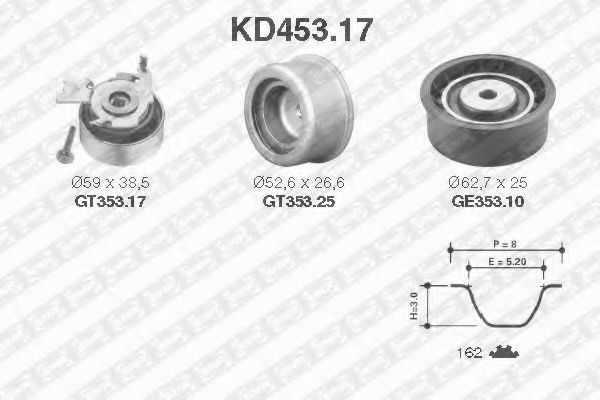 SNR KD453.17 Комплект ремня ГРМ для OPEL SIGNUM (Опель Сигнум) SNR KD453.17 Комплект ремня ГРМ для OPEL SIGNUM (Опель Сигнум)