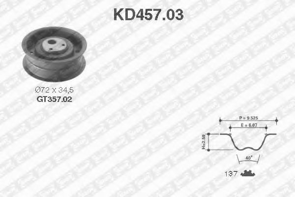 SNR KD457.03 Комплект ремня ГРМ для AUDI 90 (Ауди 90) SNR KD457.03 Комплект ремня ГРМ для AUDI 90 (Ауди 90)
