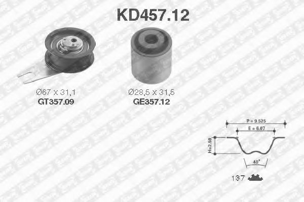 SNR KD457.12 Комплект ремня ГРМ для AUDI 90 (Ауди 90) SNR KD457.12 Комплект ремня ГРМ для AUDI 90 (Ауди 90)