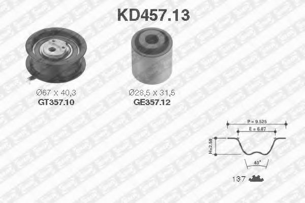 SNR KD457.13 Комплект ремня ГРМ для AUDI 90 (Ауди 90) SNR KD457.13 Комплект ремня ГРМ для AUDI 90 (Ауди 90)
