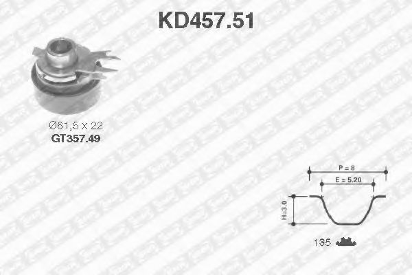 SNR KD457.51 Комплект ремня ГРМ для VOLKSWAGEN POLO (Фольксваген Поло) SNR KD457.51 Комплект ремня ГРМ для VOLKSWAGEN POLO (Фольксваген Поло)