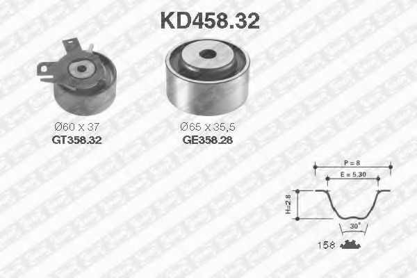 SNR KD458.32 Комплект ремня ГРМ для FIAT STILO MULTI (Фиат Стило мульти) SNR KD458.32 Комплект ремня ГРМ для FIAT STILO MULTI (Фиат Стило мульти)