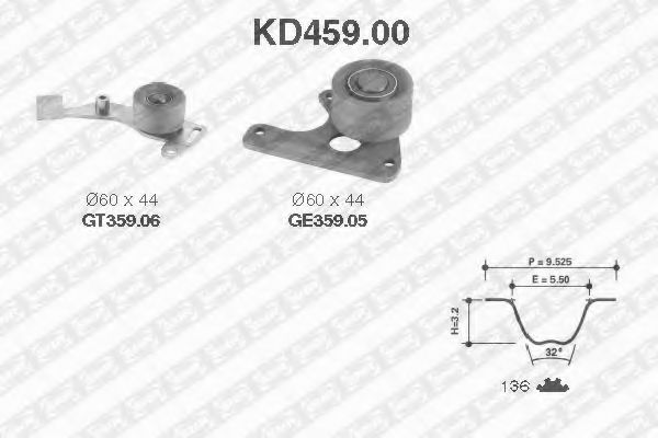SNR KD459.00 Комплект ремня ГРМ для PEUGEOT 309 II (Пежо 309 2) SNR KD459.00 Комплект ремня ГРМ для PEUGEOT 309 II (Пежо 309 2)