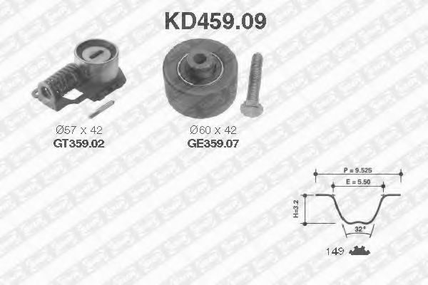 SNR KD459.09 Комплект ремня ГРМ для PEUGEOT 806 (Пежо 806) SNR KD459.09 Комплект ремня ГРМ для PEUGEOT 806 (Пежо 806)