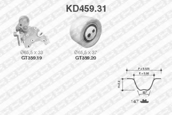 SNR KD459.31 Комплект ремня ГРМ для CITROëN (Cитроëн) SNR KD459.31 Комплект ремня ГРМ для CITROëN (Cитроëн)