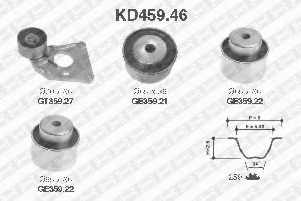SNR KD459.46 Комплект ремня ГРМ для PEUGEOT 407 (Пежо 407) SNR KD459.46 Комплект ремня ГРМ для PEUGEOT 407 (Пежо 407)