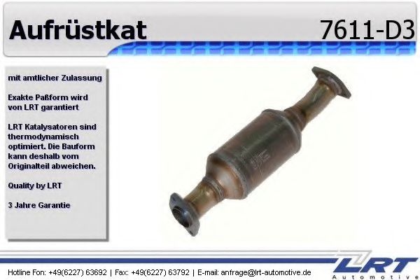 LRT 7611-D3 Катализатор для переоборудования для RENAULT 19 II (Рено 19 2) LRT 7611-D3 Катализатор для переоборудования для RENAULT 19 II (Рено 19 2)