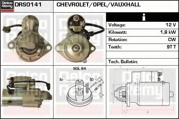 DELCO REMY DRS0141 Стартер для CHEVROLET CAPTIVA (Шевроле Каптива) DELCO REMY DRS0141 Стартер для CHEVROLET CAPTIVA (Шевроле Каптива)