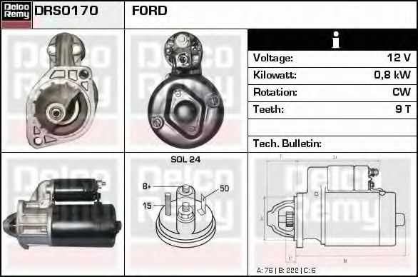 DELCO REMY DRS0170 Стартер для FORD (Форд) DELCO REMY DRS0170 Стартер для FORD (Форд)