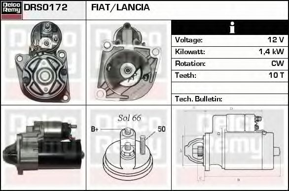 DELCO REMY DRS0172 Стартер для ALFA ROMEO 159 (Альфа ромео 159) DELCO REMY DRS0172 Стартер для ALFA ROMEO 159 (Альфа ромео 159)