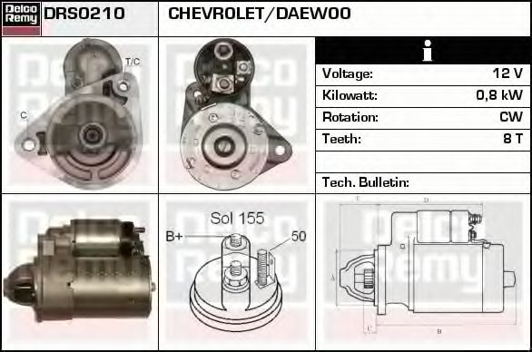 DELCO REMY DRS0210 Стартер для CHEVROLET (Шевроле) DELCO REMY DRS0210 Стартер для CHEVROLET (Шевроле)