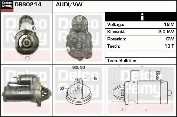DELCO REMY DRS0214 Стартер для AUDI 90 (Ауди 90) DELCO REMY DRS0214 Стартер для AUDI 90 (Ауди 90)