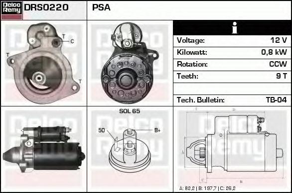 DELCO REMY DRS0220 Стартер для PEUGEOT 305 II (Пежо 305 2) DELCO REMY DRS0220 Стартер для PEUGEOT 305 II (Пежо 305 2)