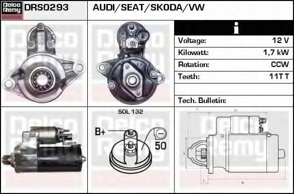 DELCO REMY DRS0293 Стартер для VOLKSWAGEN JETTA IV (Фольксваген Джетта 4) DELCO REMY DRS0293 Стартер для VOLKSWAGEN JETTA IV (Фольксваген Джетта 4)