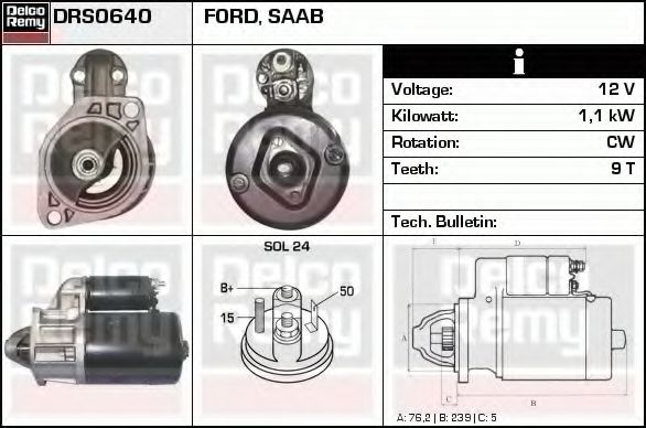 DELCO REMY DRS0640 Стартер для FORD (Форд) DELCO REMY DRS0640 Стартер для FORD (Форд)