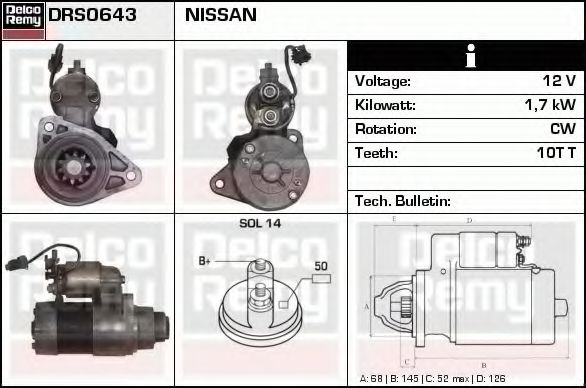 DELCO REMY DRS0643 Стартер для NISSAN FAIRLADY Z (Ниссан Фаирладъ з) DELCO REMY DRS0643 Стартер для NISSAN FAIRLADY Z (Ниссан Фаирладъ з)