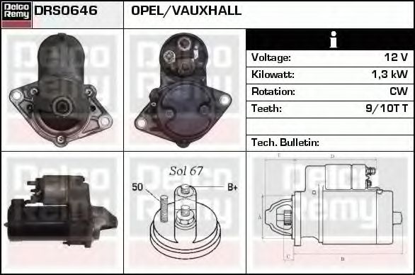 DELCO REMY DRS0646 Стартер для OPEL VITA C (Опель Vита c) DELCO REMY DRS0646 Стартер для OPEL VITA C (Опель Vита c)