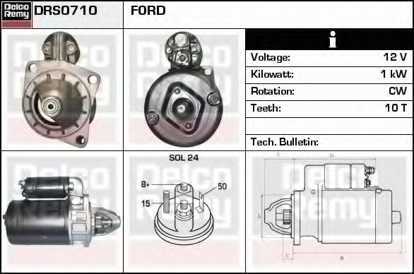 DELCO REMY DRS0710 Стартер для FORD GRANADA (Форд Гранада) DELCO REMY DRS0710 Стартер для FORD GRANADA (Форд Гранада)
