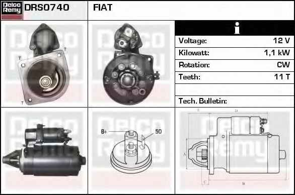DELCO REMY DRS0740 Стартер для FIAT (Фиат) DELCO REMY DRS0740 Стартер для FIAT (Фиат)