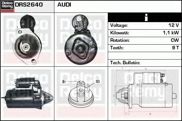 DELCO REMY DRS2640 Стартер для AUDI 100 (Ауди 100) DELCO REMY DRS2640 Стартер для AUDI 100 (Ауди 100)