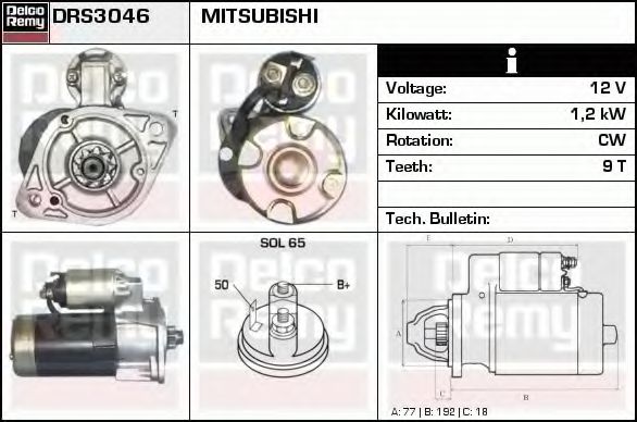 DELCO REMY DRS3046 Стартер для MITSUBISHI PAJERO/SHOGUN I (Митсубиши/митсубиси Пажэро/шогун и) DELCO REMY DRS3046 Стартер для MITSUBISHI PAJERO/SHOGUN I (Митсубиши/митсубиси Пажэро/шогун и)
