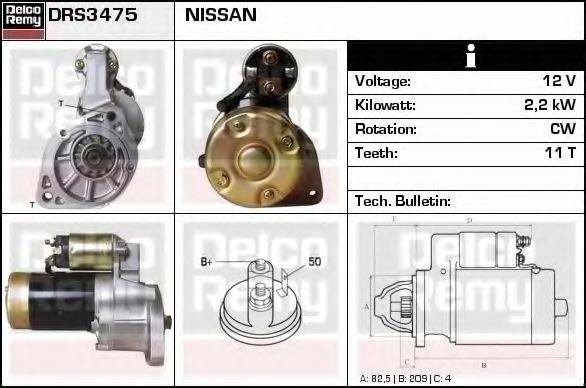 DELCO REMY DRS3475 Стартер 