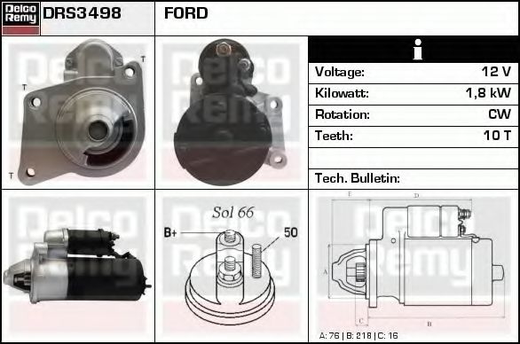 DELCO REMY DRS3498 Стартер 