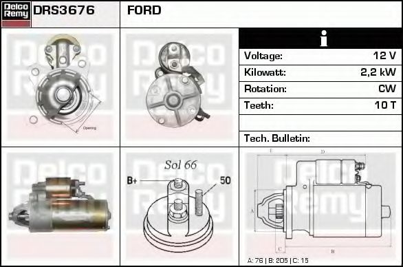 DELCO REMY DRS3676 Стартер для FORD MONDEO (Форд Мондэо) DELCO REMY DRS3676 Стартер для FORD MONDEO (Форд Мондэо)