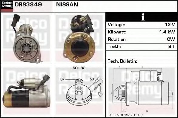 DELCO REMY DRS3849 Стартер 