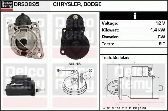 DELCO REMY DRS3895 Стартер для DODGE CARAVAN (Додж Караван) DELCO REMY DRS3895 Стартер для DODGE CARAVAN (Додж Караван)
