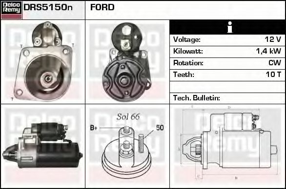 DELCO REMY DRS5150N Стартер для FORD ORION II (Форд Орион 2) DELCO REMY DRS5150N Стартер для FORD ORION II (Форд Орион 2)