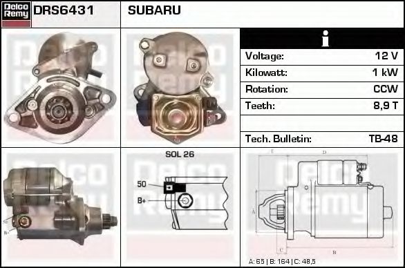 DELCO REMY DRS6431 Стартер для SUBARU LEGACY II (Субару Легаси 2) DELCO REMY DRS6431 Стартер для SUBARU LEGACY II (Субару Легаси 2)