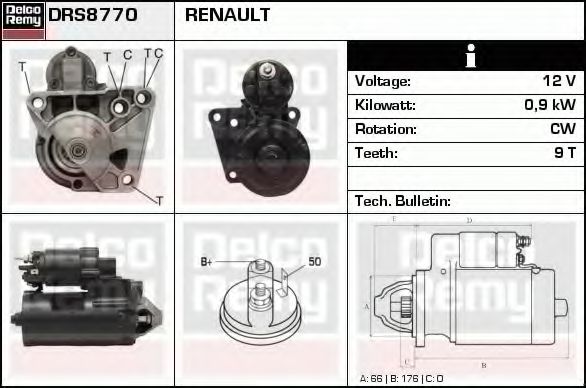 DELCO REMY DRS8770 Стартер для RENAULT LAGUNA II ER (Рено Лагуна 2 ер) DELCO REMY DRS8770 Стартер для RENAULT LAGUNA II ER (Рено Лагуна 2 ер)