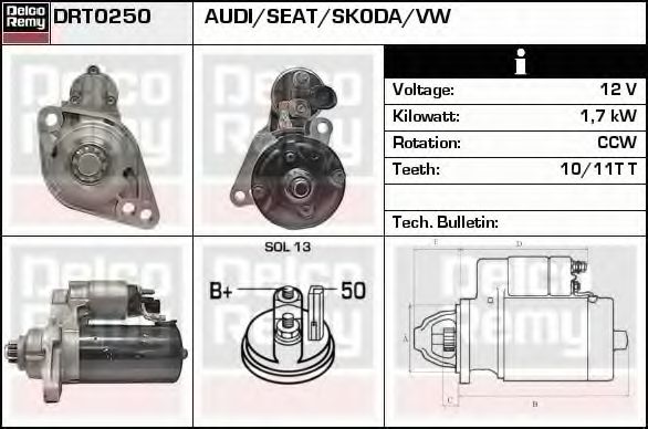 DELCO REMY DRT0250 Стартер для SEAT ALTEA (Сеат Алтэа) DELCO REMY DRT0250 Стартер для SEAT ALTEA (Сеат Алтэа)
