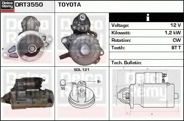 DELCO REMY DRT3550 Стартер для TOYOTA ECHO (Тойота/тоета Эчо) DELCO REMY DRT3550 Стартер для TOYOTA ECHO (Тойота/тоета Эчо)