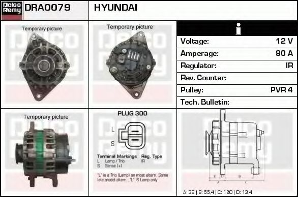 DELCO REMY DRA0079 Генератор для HYUNDAI LAVITA (Хендай Лаvита) DELCO REMY DRA0079 Генератор для HYUNDAI LAVITA (Хендай Лаvита)