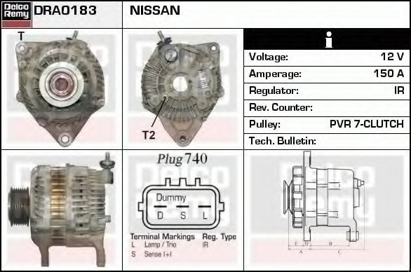 DELCO REMY DRA0183 Генератор для NISSAN ARMADA III (Ниссан Армада 3) DELCO REMY DRA0183 Генератор для NISSAN ARMADA III (Ниссан Армада 3)