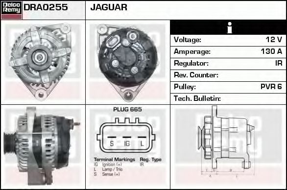 DELCO REMY DRA0255 Генератор для JAGUAR XK (Ягуар Xк) DELCO REMY DRA0255 Генератор для JAGUAR XK (Ягуар Xк)