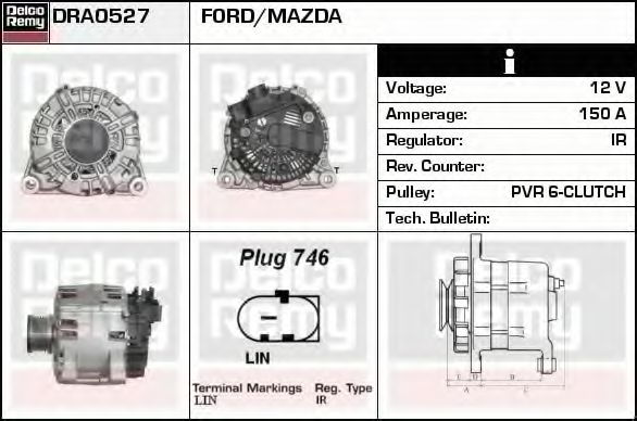 DELCO REMY DRA0527 Генератор для VOLVO (Вольво) DELCO REMY DRA0527 Генератор для VOLVO (Вольво)