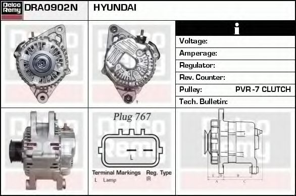 DELCO REMY DRA0902N Генератор для HYUNDAI I800 (Хендай И800) DELCO REMY DRA0902N Генератор для HYUNDAI I800 (Хендай И800)