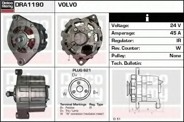 DELCO REMY DRA1189 Генератор для HYUNDAI GENESIS (Хендай Гэнэсис) DELCO REMY DRA1189 Генератор для HYUNDAI GENESIS (Хендай Гэнэсис)