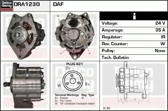 DELCO REMY DRA1219 Генератор для CHEVROLET CAPTIVA (Шевроле Каптива) DELCO REMY DRA1219 Генератор для CHEVROLET CAPTIVA (Шевроле Каптива)