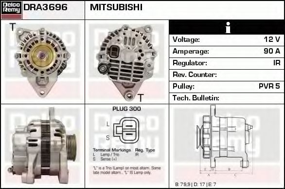 DELCO REMY DRA3696 Генератор для MITSUBISHI CHALLENGER (Митсубиши/митсубиси Чаллэнгэр) DELCO REMY DRA3696 Генератор для MITSUBISHI CHALLENGER (Митсубиши/митсубиси Чаллэнгэр)