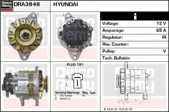 DELCO REMY DRA3848 Генератор для MITSUBISHI COLT/RODEO (Митсубиши/митсубиси Cолт/родэо) DELCO REMY DRA3848 Генератор для MITSUBISHI COLT/RODEO (Митсубиши/митсубиси Cолт/родэо)