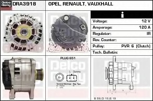 DELCO REMY DRA3918 Генератор для OPEL VIVARO (Опель Виваро) DELCO REMY DRA3918 Генератор для OPEL VIVARO (Опель Виваро)